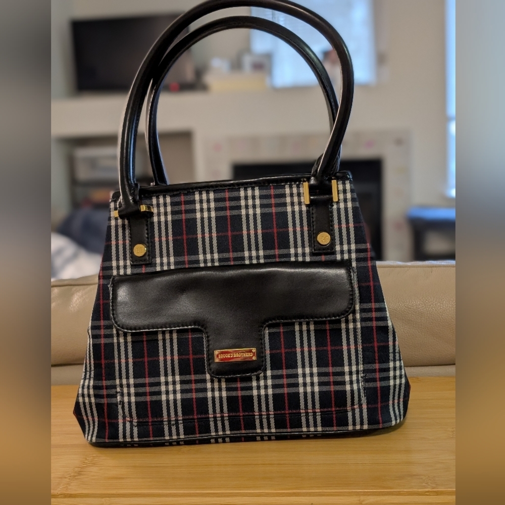Brooks Brothers Black and Red Plaid Shoulder Bag